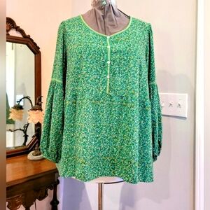 GUC 1X Max Studio Green Peasant Blouse